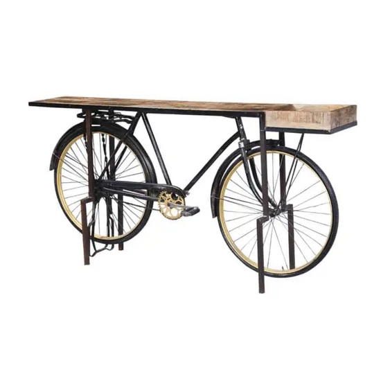 Vintage Bicycle-Themed Bar Table with Wooden Top & Metal Frame