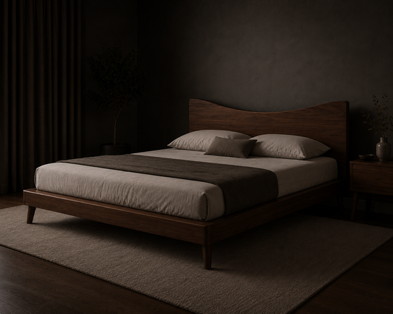Premium Hardwood Bed with Foam Mattress & Pillows