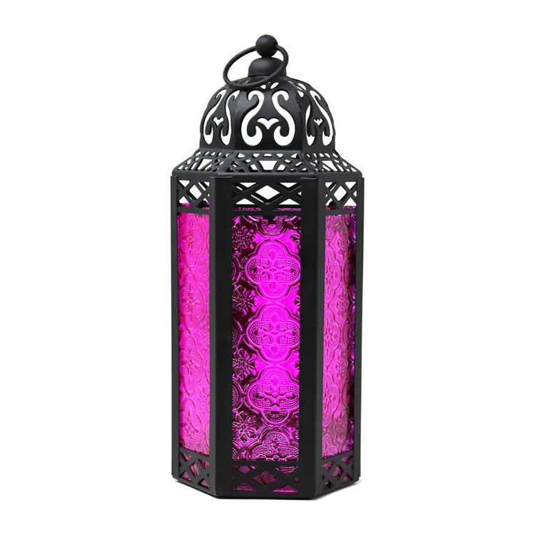 Vintage Moroccan Style Lantern with Pink Glass Panels, 11.5 Inch-Hansart-Hansart, Add a touch of exotic charm and vibrant color to your space with this stunning Moroccan Style Lantern. Featuring intricate metalwork and beautiful pink embossed glass panels, this lantern casts a warm, enchanting glow. Perfect for both indoor and outdoor settings, it’s ideal for creating a cozy ambiance during parties, romantic dinners, or quiet evenings on the patio. The hinged door makes it easy to place a candle inside, and