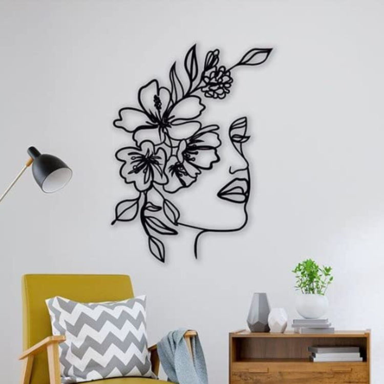 Add a touch of nature to your living room with our Flower Face Metal Wall Art. This unique piece features an intricate design of flowers, adding a personality to any space-Measures 20 x 28 inches-Constructed of High Quality Met-Anti-rust powder coating used for long lasting finish Hanging Mechanism included Perfect for your living room, bedroom, hall, office reception, guest room, and hotel reception