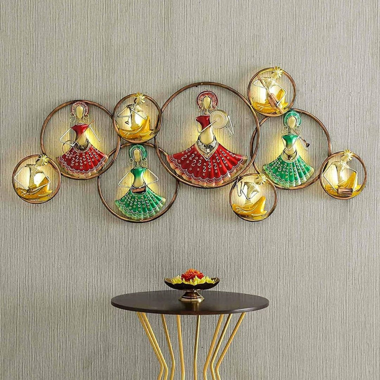 This 9 Musician Dolls Wall Art is perfect for adding a touch of style to any guest room. Featuring a backlit design, it will add warmth and ambience to the space, making it inviting for your guests. At 56 x 25 inches in size, it will be an eye-catching focal point for the room.Perfect for your living room, bedroom, hall, office reception, guest room, and hotel reception The product is packed by professionals for safe delivery Designed to make your home look complete SIZE: 56 x 25 inches. Hans Art