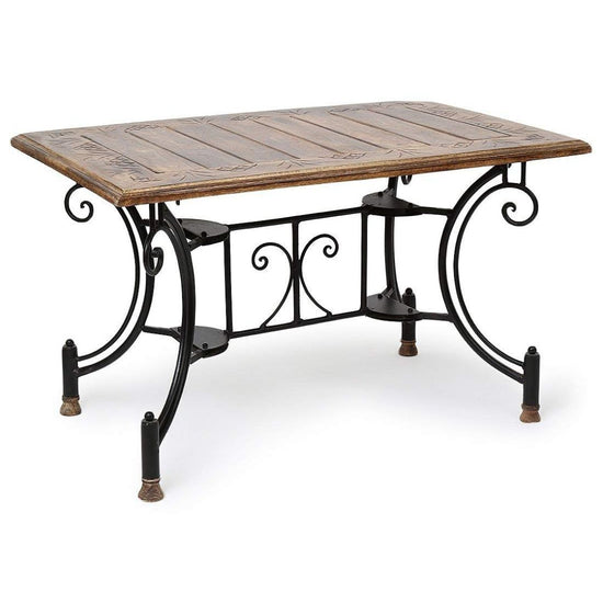 Vintage Style Wrought Iron Coffee Table with Wooden Top-Hansart, Tables, Bring timeless elegance to your living space with this Vintage Style Wrought Iron Coffee Table. Crafted with a sturdy wrought iron frame and a beautifully finished wooden top, this table combines durability with rustic charm. Its intricate scrollwork and decorative accents on the iron base add an artistic touch, making it a perfect centerpiece for both traditional and contemporary settings. The compact size makes it ideal for cozy livi