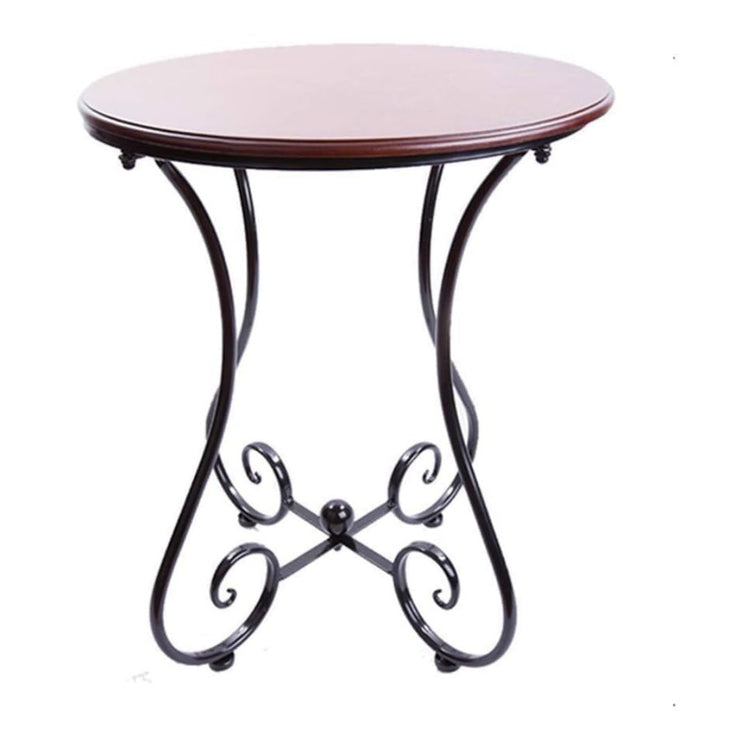 Elegant Round Side Table with Wrought Iron Scroll Base and Wooden Top-Hansart, Tables, Add a touch of timeless elegance to your space with this Elegant Round Side Table, featuring a smooth wooden tabletop and an intricately designed wrought iron base. With its graceful scrollwork and classic design, this table is the perfect blend of style and functionality. Measuring 40cm in diameter and 55cm in height, it’s an ideal choice as an end table, coffee table, or accent piece for both indoor and outdoor settings
