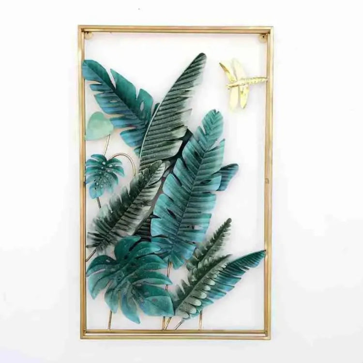 3D Metal Tropical Leaves Dragonfly Wall Art