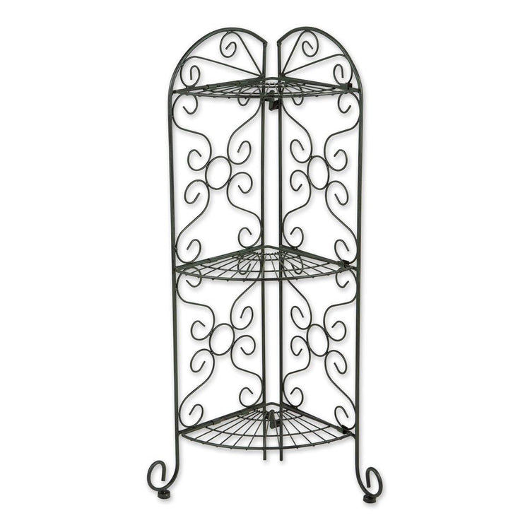 Decorative Metal Corner Shelf Rack – 3-Tier Foldable Plant Stand with Scrollwork Design, HANSART, Elegant Scrollwork Design: Adds a touch of vintage charm and sophistication to any space. Durable Metal Construction: Made of high-quality wrought iron for long-lasting strength and stability. 3-Tier Corner Shelf: Space-saving design fits perfectly in corners, providing multiple levels for displaying plants, books, or décor. Foldable for Easy Storage: Convenient foldable structure allows for easy storage and po