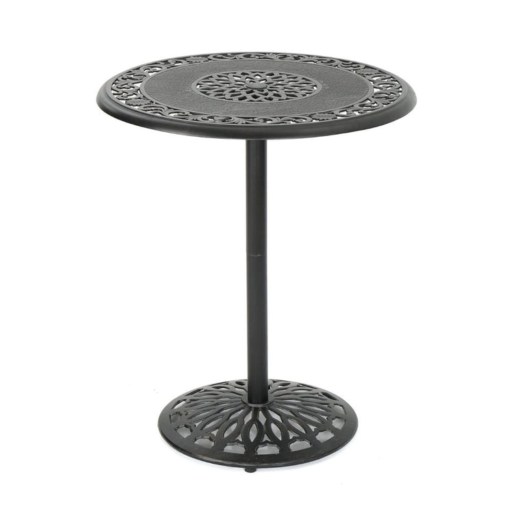Elegant Outdoor Metal Table with Ornate Floral Pattern-Hansart, Tables, Enhance your outdoor living space with this Elegant Outdoor Cast Aluminum Bistro Table. Crafted from durable, weather-resistant cast aluminum, this stylish round table features an ornate floral design on both the tabletop and base, bringing classic charm to your patio, garden, or balcony. The sturdy pedestal base provides excellent stability, while the powder-coated finish ensures long-lasting beauty, even in the elements. Perfect for c