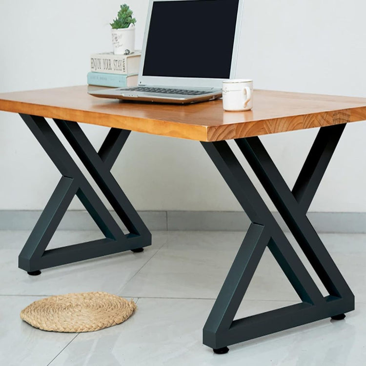 Modern Industrial Wooden Table with Black Metal X-Frame Legs – Ideal for Home or office-Hansart, Tables, Add a touch of industrial charm to your space with this Modern Industrial Wooden Table featuring sturdy black metal X-frame legs. Designed for versatility, this table effortlessly blends into home, office, or restaurant settings. The robust wooden tabletop, finished in a natural wood grain, adds warmth and style, while the strong metal base provides stability and durability. Whether used as a dining tabl