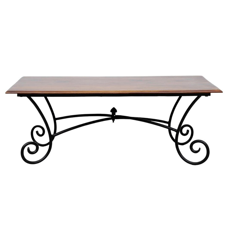 Wooden Top Metal Table, Antique Design for living room-Hansart, Tables, Premium Wood: Crafted from high-quality wood, this coffee table boasts exceptional durability and an enchanting natural grain pattern, adding an elegant touch to your home decor. Modern Industrial Design: The black powder-coated iron stand complements the wood tabletop, creating a perfect fusion of rustic charm and contemporary sophistication. Ample Surface Area: With a width of 110 cm and depth of 60 cm, there&