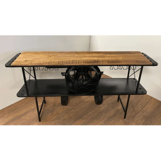 Vintage Airplane Bar Table Cabinet with Storage & Glass Rack (75 Inches)
