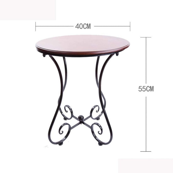 Elegant Round Side Table with Wrought Iron Scroll Base and Wooden Top-Hansart, Tables, Add a touch of timeless elegance to your space with this Elegant Round Side Table, featuring a smooth wooden tabletop and an intricately designed wrought iron base. With its graceful scrollwork and classic design, this table is the perfect blend of style and functionality. Measuring 40cm in diameter and 55cm in height, it’s an ideal choice as an end table, coffee table, or accent piece for both indoor and outdoor settings