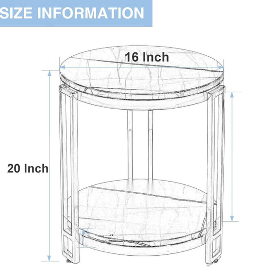 Round Industrial End Table with Storage Shelf and Metal Frame-Hansart, Tables, Enhance your living space with this Modern Round Side Table, designed with both style and functionality in mind. Measuring 20 inches in height and featuring a 16-inch diameter tabletop, this elegant piece is perfect for use as an end table, nightstand, or accent table. The sleek, minimalist design combines a sturdy metal frame with a smooth tabletop, offering a contemporary touch that fits seamlessly into any room decor. Whether