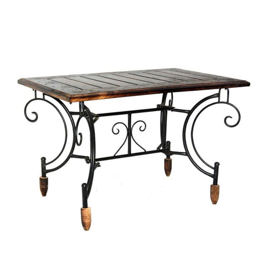 Rustic Wrought Iron & Wood Side Table-Hansart, Tables, Enhance your living space with this beautifully crafted Rustic Rectangular Side Table, featuring a rich wooden tabletop paired with an ornate wrought iron base. The combination of warm wood tones and intricate iron scrollwork creates a timeless piece that blends effortlessly with rustic, vintage, farmhouse, or traditional decor styles. Compact yet functional, this table is ideal as a coffee table, accent piece, or decorative stand for both indoor and ou