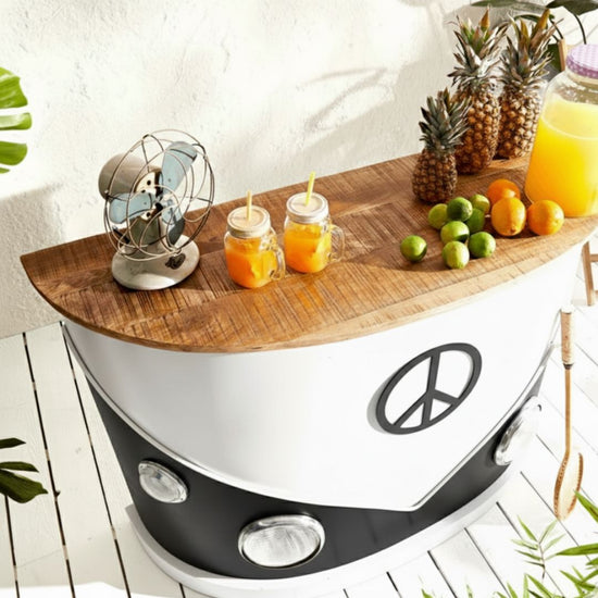 Chic Black & White VW Bus Bar Counter with Peace Sign