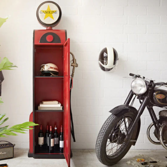 Retro Red Gas Pump Storage Cabinet