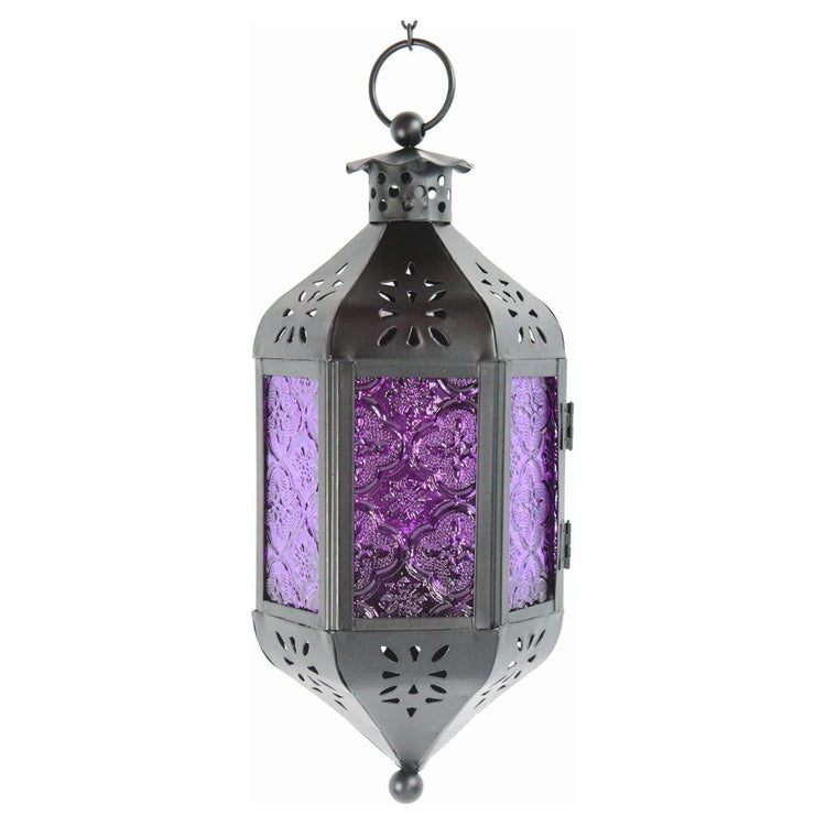 Vintage Hanging Lantern, 11.5 Inch Metal Candle Holder Decor-Hansart-Hansart, Add a touch of elegance and warmth to your space with this beautifully designed 11.5" Hanging Metal Lantern. Crafted with intricate cut-out patterns and glass panels, this lantern brings a charming Moroccan flair to any setting. Perfect for both indoor and outdoor use, it creates an inviting ambiance whether hanging from a hook, displayed on a table, or part of your event decor. Simply add a candle or LED light to enhance its glow