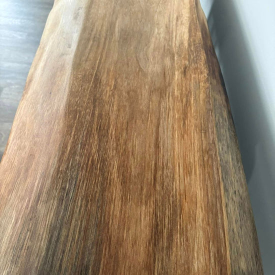 Antique White Jeep Grille Console Table with Rustic Wood Top