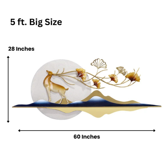 Elegant Deer in the Spotlight Metal Wall Art for bed room, hall, office reception (60 x 28 Inches)