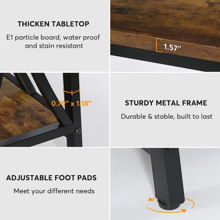 Rustic Console Table with Open Geometric Metal Frame and 2-Tier Wood Shelves-Hansart, Tables, Add a touch of industrial charm to your living space with the Industrial Console Table. Featuring a warm wood-grain finish paired with a sleek black metal frame, this eye-catching piece brings both style and function to your home. Whether you&