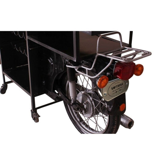 Vintage Motorcycle Bar Cart with Wine Rack, Serving Table (105 Inches)