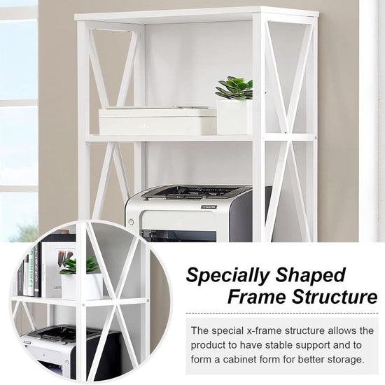 5-Tier Tall Bookshelf with Open Shelving, Industrial Metal Frame Storage Rack, White, HANSART, Elevate your home or office storage with this stylish 5-Tier White Tall Bookshelf, designed to combine functionality with a modern aesthetic. Featuring a sleek white finish and a sturdy metal frame, this shelving unit offers a clean, contemporary look perfect for any living room, bedroom, office, or study. With five spacious tiers, it provides ample room for displaying books, décor, plants, photos, and other essen