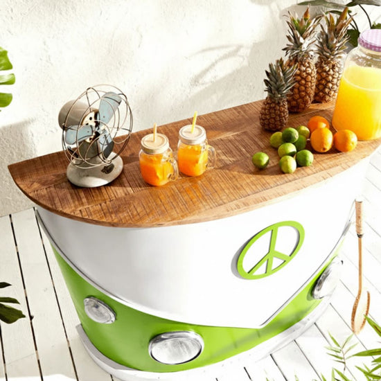 Green VW Bus Bar Counter Hippie Campervan Style Bar