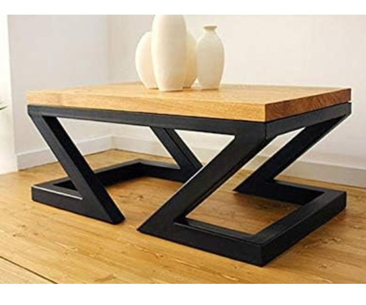 Modern Industrial Z-Leg Coffee Table with Solid Wood Top for Living Room, Hall, Office-Hansart, Tables, Elevate your living space with this Modern Industrial Z-Leg Coffee Table. Featuring a bold and contemporary design, this coffee table seamlessly combines functionality with artistic flair. The solid wood tabletop adds a warm, natural touch, while the striking Z-shaped black metal legs offer a modern industrial aesthetic. Perfect for home, office, or restaurant settings, this table is a statement piece tha