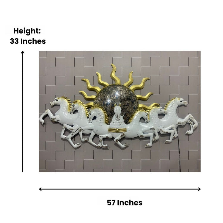 Metal Wall Decor by Hansart Total Wall Coverage Area: 57 x 33 Inches Made of Premium-Quality Iron Metal Anti-rust powder coating used Hanging Mechanism included Horse wall decor with led lighting Perfect for your living room, bedroom, hall, office reception, guest room, and hotel reception The product is packed by professionals for safe delivery Designed to make your home look complete "Hansart Made In India because India itself is an art".