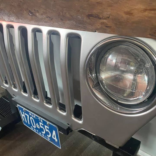 Jeep Front Grille Console Table with Live Edge Wood Top