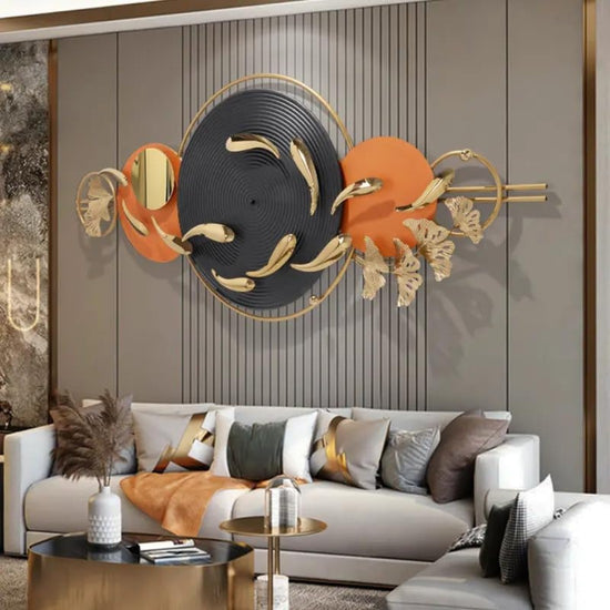 Metallic Harmony Round Metal Wall Art for living room (60 x 25 Inches)