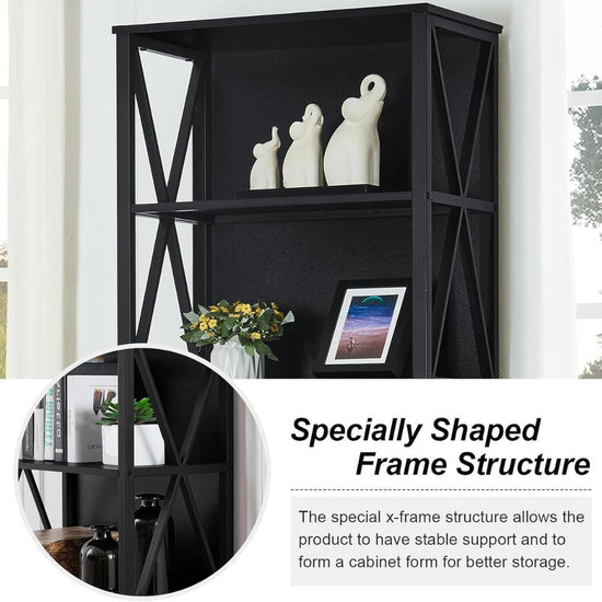 Industrial Bookshelf with Black Metal Frame – Modern Open Display Shelf for Living Room, HANSART, Add a modern industrial touch to your living space with this Tall 5-Tier Metal Frame Bookshelf. Standing at 84 inches tall, this open display shelf features a sleek black design with a durable metal frame and spacious shelves. Its minimalist yet functional design makes it an ideal storage solution for your home office, living room, bedroom, or study. Whether you need a stylish spot for books, decor, plants, or