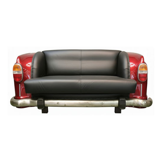 Red Classic Car Trunk Sofa Black Leather Auto Art Seating