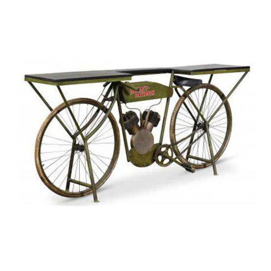 Vintage Board Tracker Bicycle-Themed Bar Table with Storage