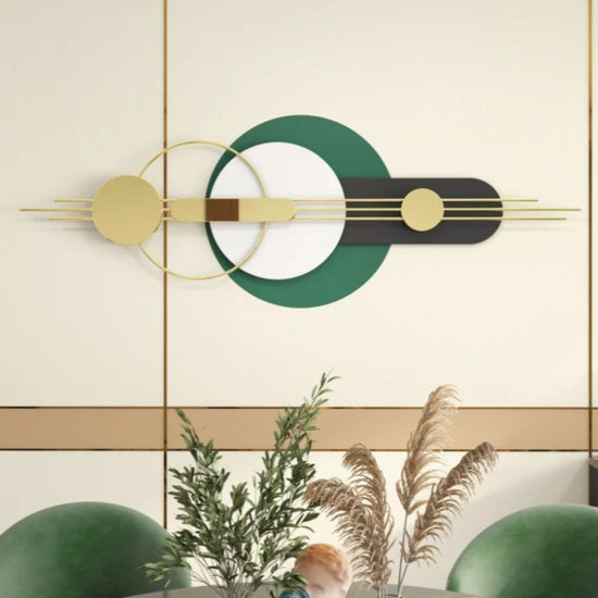 Geometric Elegance of Circles and Ring Metal Wall Art for living room, hall, office reception (52 x 22 Inches)