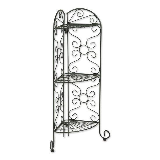 Decorative Metal Corner Shelf Rack – 3-Tier Foldable Plant Stand with Scrollwork Design, HANSART, Elegant Scrollwork Design: Adds a touch of vintage charm and sophistication to any space. Durable Metal Construction: Made of high-quality wrought iron for long-lasting strength and stability. 3-Tier Corner Shelf: Space-saving design fits perfectly in corners, providing multiple levels for displaying plants, books, or décor. Foldable for Easy Storage: Convenient foldable structure allows for easy storage and po