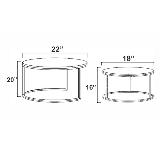 Modern Nesting Round Coffee Table Set – Metal Frame with Open Base Design-Hansart, Tables, Elevate your living space with this Modern Nesting Round Coffee Table Set, a versatile and stylish addition to any home. Designed with functionality and aesthetics in mind, this set includes two tables of varying sizes that can be nested together to save space or arranged separately for a dynamic look. Featuring a sleek open base design with durable metal framing, these tables bring a contemporary flair to your living