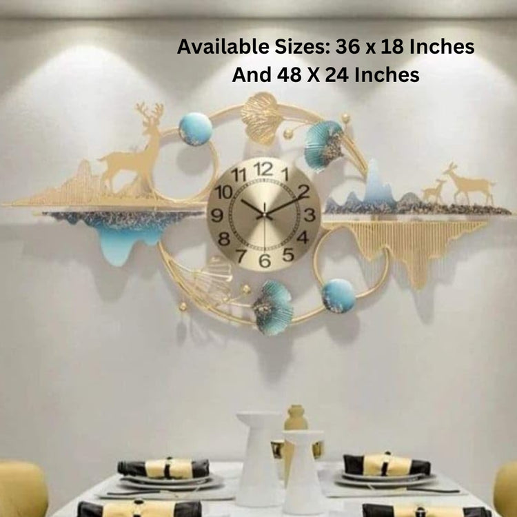 Metal Wall Clock by Hansart Abstract wall art Total Wall Coverage Area: 48 x 24 Inches Made of Premium-Quality Iron Metal Anti-rust powder coating used Hanging Mechanism included Perfect for your living room, bedroom, hall, office reception, guest room, and hotel reception The product is packed by professionals for safe delivery Designed to make your home look complete "Hansart Made In India because India itself is an art".