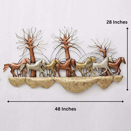 7 Horses On Mountain Wall Art With LED-Metal Wall Decor by Hans Art Total Wall Coverage Area: 48 x 28 Inches Horse wall decor with led lighting Made of High-Quality Iron Metal Perfect for your living room, bedroom, hall, office reception, guest room, and hotel reception The product is packed by professionals for safe delivery Designed to make your home look complete