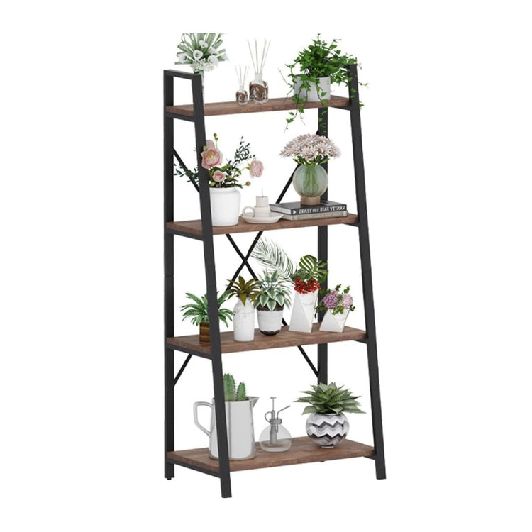 Modern Open Display Metal Storage Rack for Living Room, Bedroom, or Office, HANSART, Elevate your home decor with this elegant 4-Tier Arched Bookshelf, combining a rustic wood finish with a sturdy black metal frame. The unique arched design adds a stylish architectural element, making it an eye-catching centerpiece in any room. Ideal for displaying books, plants, decorative items, or collectibles, this freestanding storage rack offers both functionality and sophistication. Its space-saving structure makes i