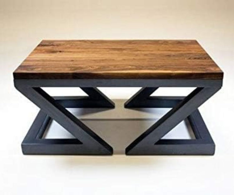 Modern Industrial Z-Leg Coffee Table with Solid Wood Top for Living Room, Hall, Office-Hansart, Tables, Elevate your living space with this Modern Industrial Z-Leg Coffee Table. Featuring a bold and contemporary design, this coffee table seamlessly combines functionality with artistic flair. The solid wood tabletop adds a warm, natural touch, while the striking Z-shaped black metal legs offer a modern industrial aesthetic. Perfect for home, office, or restaurant settings, this table is a statement piece tha