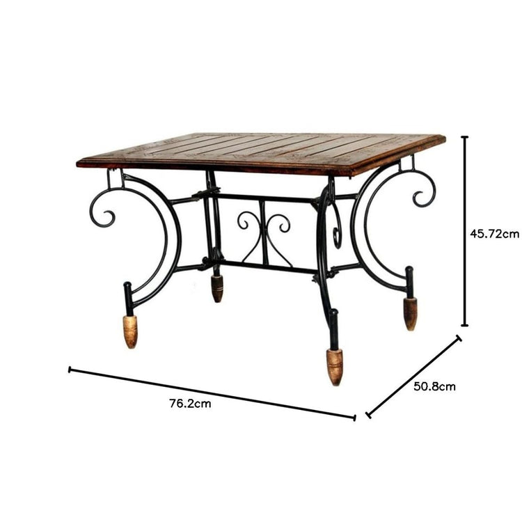 Rustic Wrought Iron & Wood Side Table-Hansart, Tables, Enhance your living space with this beautifully crafted Rustic Rectangular Side Table, featuring a rich wooden tabletop paired with an ornate wrought iron base. The combination of warm wood tones and intricate iron scrollwork creates a timeless piece that blends effortlessly with rustic, vintage, farmhouse, or traditional decor styles. Compact yet functional, this table is ideal as a coffee table, accent piece, or decorative stand for both indoor and ou