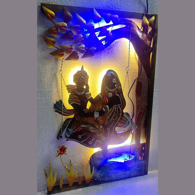 Made of High-Quality Metal Hanging Mechanism included Radhe Krishna Metal wall decor with led lighting Perfect for your living room, bedroom, hall, office reception, guest room, and hotel reception Perfect for living room, bedroom, guest room, hall, office reception The product is packed by professionals for safe delivery SIZE: 20 x 30 Inches Metal Wall Decor by Hansart