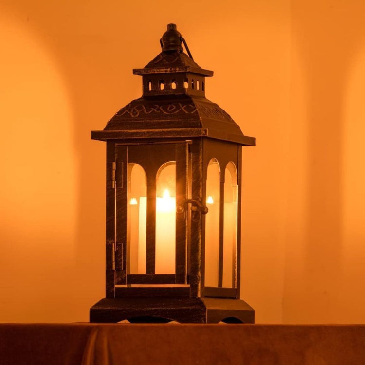 Vintage Black Metal Lantern Candle Holder for Home and Garden Decor-Hansart-Hansart, Add a touch of timeless elegance to your indoor or outdoor space with this Vintage Black Metal Lantern. Crafted from premium metal and clear glass panels, this lantern beautifully showcases the flickering glow of candles, whether real or flameless LED. Its windproof design ensures a steady flame, making it ideal for patios, gardens, weddings, or cozy indoor settings. With its antique finish and versatile style, this lantern