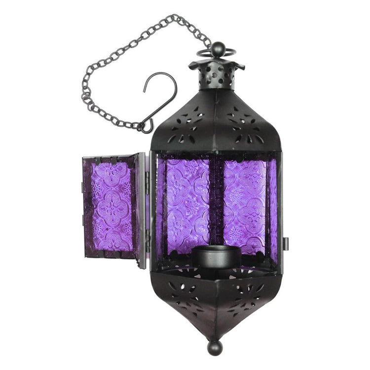 Vintage Hanging Lantern, 11.5 Inch Metal Candle Holder Decor-Hansart-Hansart, Add a touch of elegance and warmth to your space with this beautifully designed 11.5" Hanging Metal Lantern. Crafted with intricate cut-out patterns and glass panels, this lantern brings a charming Moroccan flair to any setting. Perfect for both indoor and outdoor use, it creates an inviting ambiance whether hanging from a hook, displayed on a table, or part of your event decor. Simply add a candle or LED light to enhance its glow