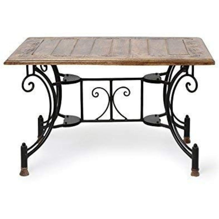 Vintage Style Wrought Iron Coffee Table with Wooden Top-Hansart, Tables, Bring timeless elegance to your living space with this Vintage Style Wrought Iron Coffee Table. Crafted with a sturdy wrought iron frame and a beautifully finished wooden top, this table combines durability with rustic charm. Its intricate scrollwork and decorative accents on the iron base add an artistic touch, making it a perfect centerpiece for both traditional and contemporary settings. The compact size makes it ideal for cozy livi
