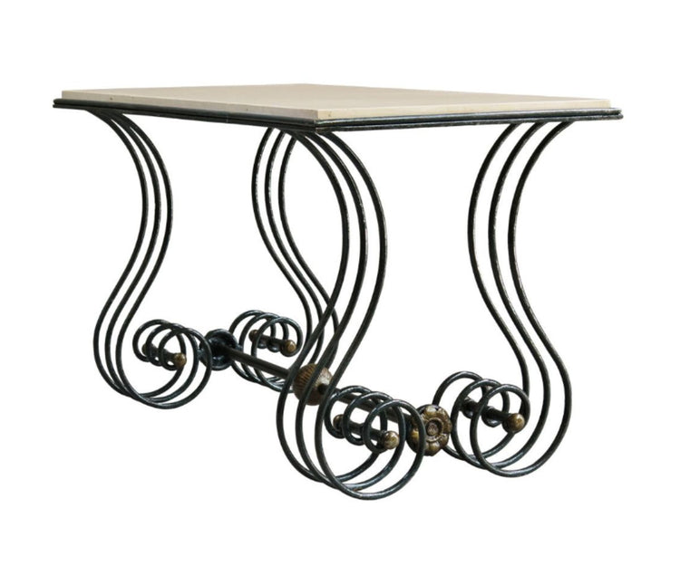 Elegant Wrought Iron and Marble Console Table-Hansart, Tables, Enhance your living space with this Elegant Wrought Iron and Marble Console Table, a stunning piece that effortlessly blends vintage charm with timeless sophistication. Featuring an intricately designed wrought iron base with graceful curves and scrollwork, this table offers a sturdy and stylish foundation. The smooth marble tabletop adds a luxurious touch, making it perfect as an accent piece in your hallway, living room, or entryway. Inspired