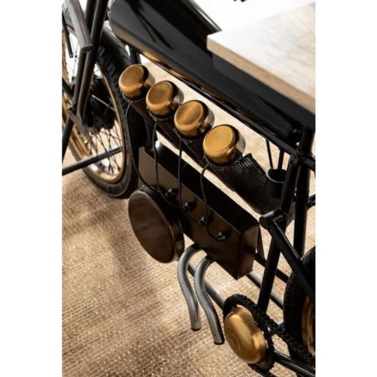 Vintage Motorcycle Bar Table with Storage & Wine Rack 71 Inches