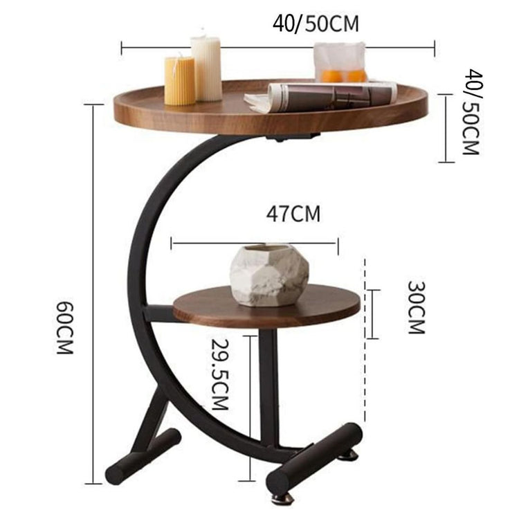 Modern Round Side Table with 2-Tier Wood Shelves and Metal Frame-Hansart, Tables, Add a modern touch to your home with this 2-Tier Round Side Table, blending style and functionality. Featuring a smooth wood top and a sturdy metal frame, this versatile table is perfect as an end table, nightstand, or accent piece in your living room or bedroom. The unique curved design not only adds visual interest but also provides added stability. With two spacious tiers, this table offers plenty of room for displaying déc