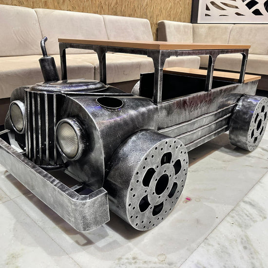 Hansart Special Vintage Car-Inspired Bar Table with Industrial Metal Frame