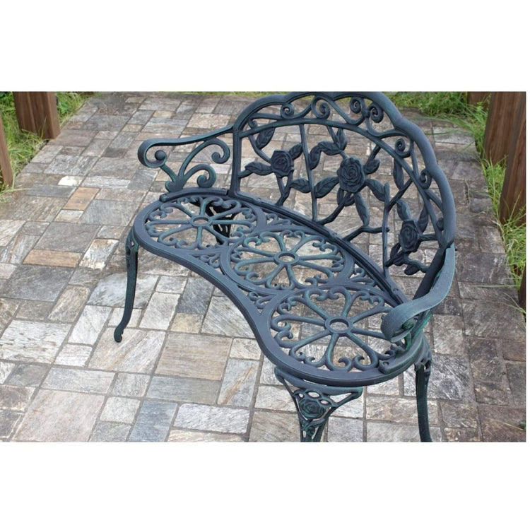 Elegant Cast Iron Garden Bench with Floral Backrest Design, HANSART, Enhance the charm of your garden or patio with this Elegant Cast Iron Garden Bench. Featuring a beautifully detailed floral backrest, this bench combines classic design with sturdy construction, making it the perfect addition to any outdoor space. Its gracefully curved armrests and legs offer both comfort and timeless elegance, inviting you to relax and enjoy nature. Ideal for gardens, patios, porches, or balconies, this bench serves as bo