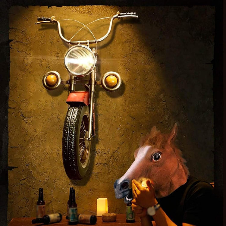 HANSART, Bring a bold and nostalgic touch to your space with this Vintage Motorcycle Front Wall Decor. Designed to replicate the front of a classic motorcycle, this unique wall art piece features realistic details including a metal handlebar, headlight, and tire. The industrial retro finish and authentic styling make it a perfect statement piece for garages, cafes, man caves, or any space in need of a rugged, adventurous vibe.